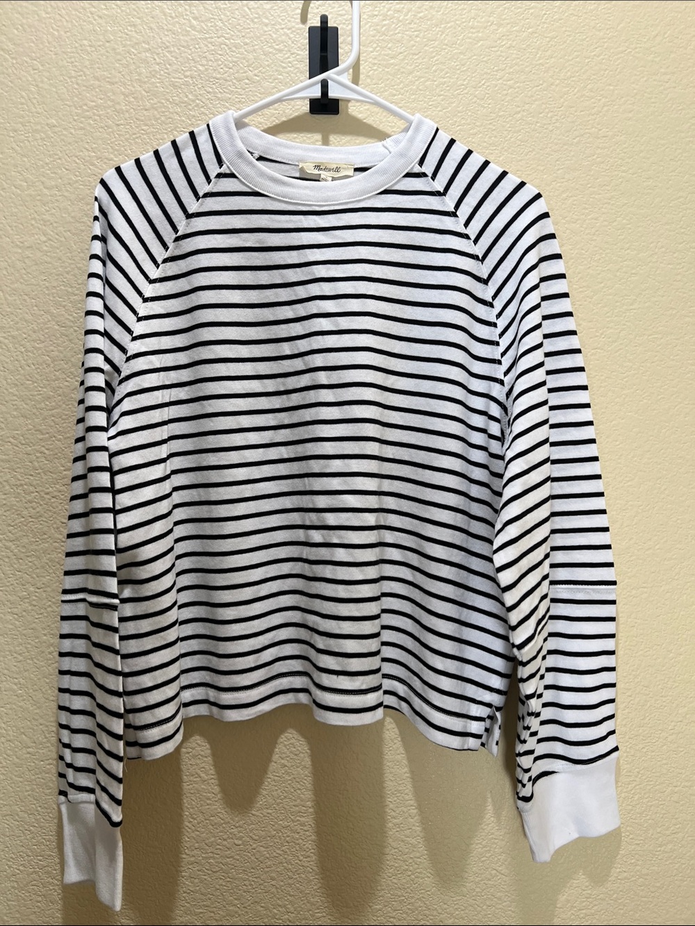 Madewell Black & White Striped Long Sleeve Top
